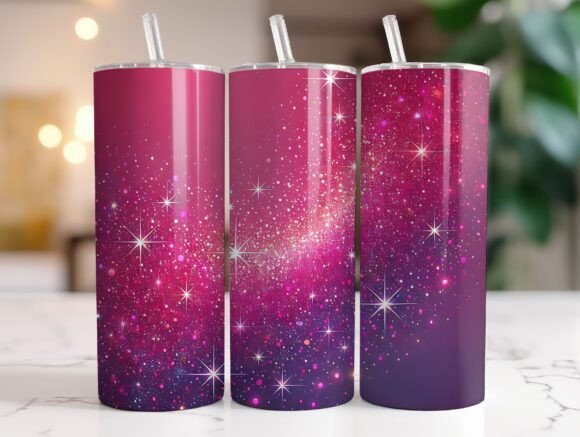 20oz Pretty Pink Glitter Tumbler Wrap Graphics