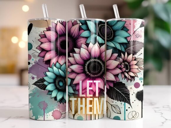 20oz Sunflowers Tumbler Wrap PNG: Graphics for Real Tumbler Wraps