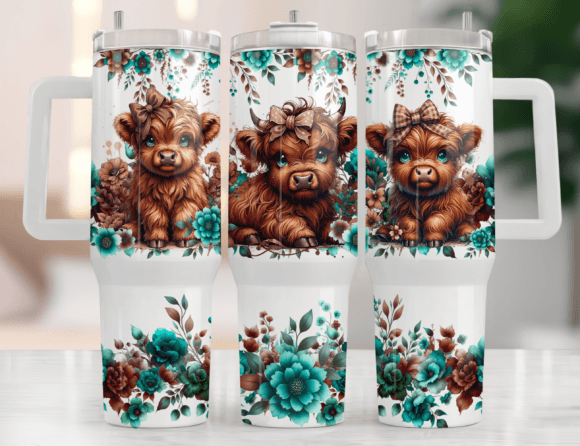 Brown Highland Cows 40oz Wrap: Graphics for Tumbler Wraps