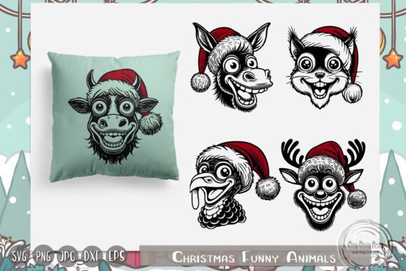 Christmas Funny Animals, Farm Animals Graphics