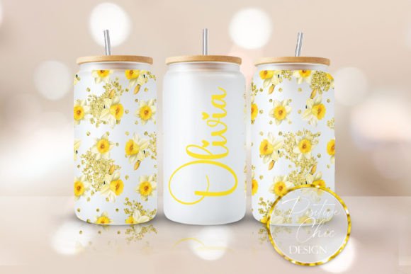 Custom Name Daffodils Libbey Glass Wrap: Graphics & Crafts