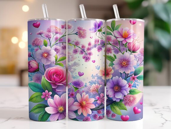 Enchanted Garden Glow Floral Tumbler Graphics