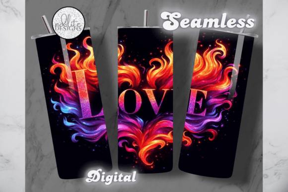 Flaming Love Heart Valentine’s Wrap: Graphics for Tumbler Wraps