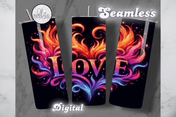 Flaming Love Valentine’s Tumbler Wrap Graphics