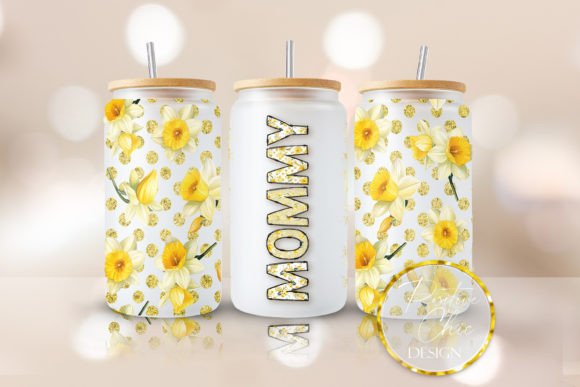 Floral Mommy 16oz Glass Can Wrap PNG