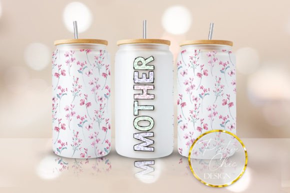 Floral Mother 16oz Libbey Can Wrap UVDTF