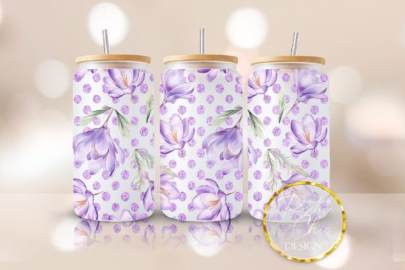 Flowers Libbey Glass PNG Floral UVDTF