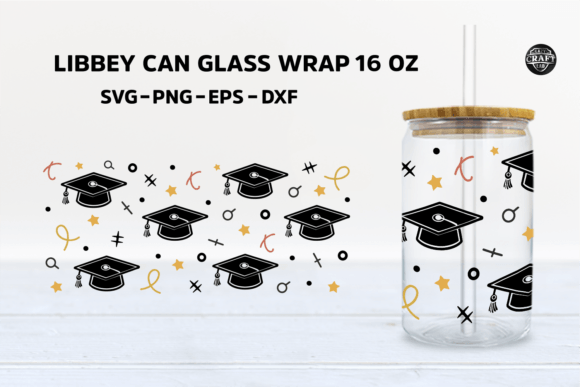 Graduation Can Glass Wrap Graphics for Tumbler Wraps