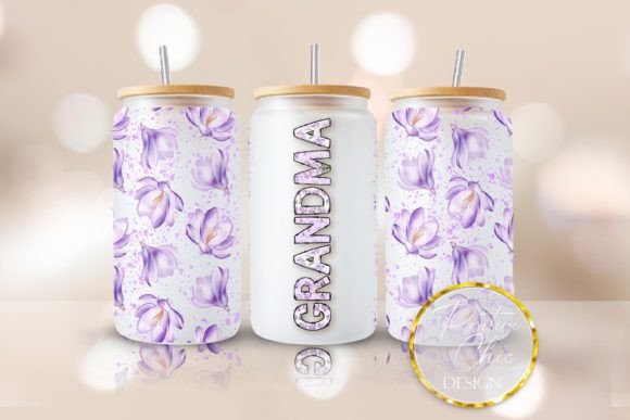 Grandma Libbey Glass Can Wrap UVDTF PNG: Graphics for Crafts & Branding