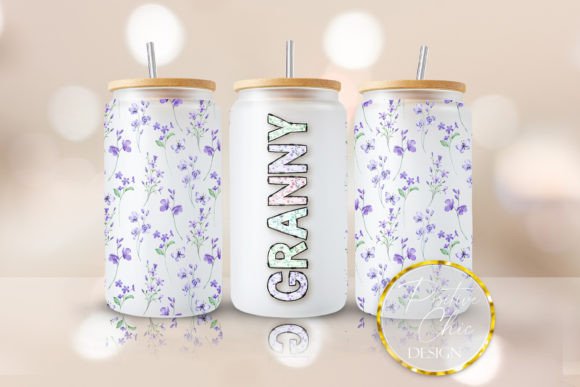 Granny Libbey Can Wrap Floral UVDTF PNG: Graphics for Crafts & Local Branding