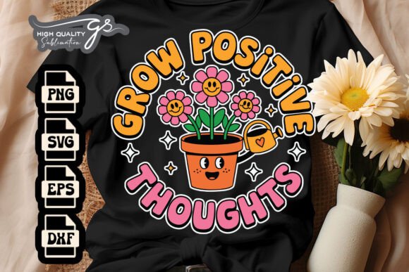 Grow Positive Thoughts Retro Groovy SVG
