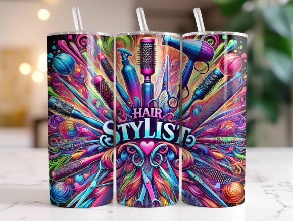 Hair Stylist 20oz Tumbler Wrap PNG Graphics