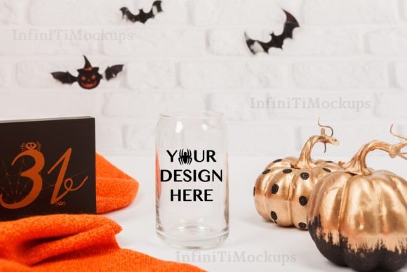 Libbey Glass Can Mockup Halloween Spooky Graphics