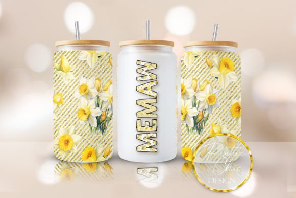 Memaw Floral Libbey Can Wrap PNG Graphics for Crafts