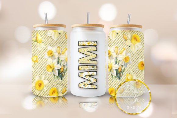 Mimi Floral Libbey Can Wrap PNG UVDTF Graphics for Crafts