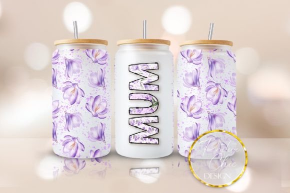 Mum Libbey Glass Can Wrap UVDTF PNG: Graphics for Crafts & Content