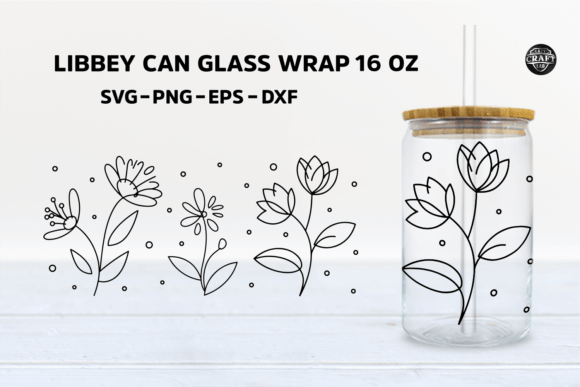 Spring Floral Libbey Can Glass Wrap 16oz Graphics