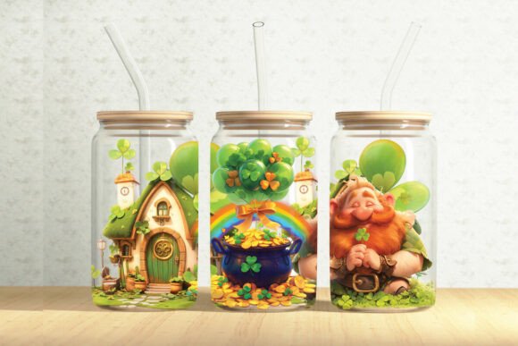 St. Patrickโs 16oz Glass Tumbler Wrap: Graphics & Illustrations for Seasonal Branding