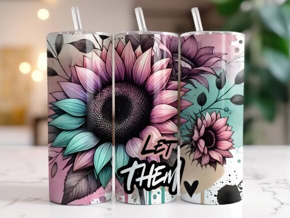 Sunflowers 20 Oz Tumbler Wrap PNG: Graphics for Vibrant Tumbler Wraps