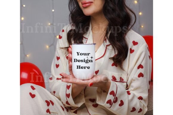 Wine Tumbler Mockup Valentines Day: Graphics for Mugs Amp